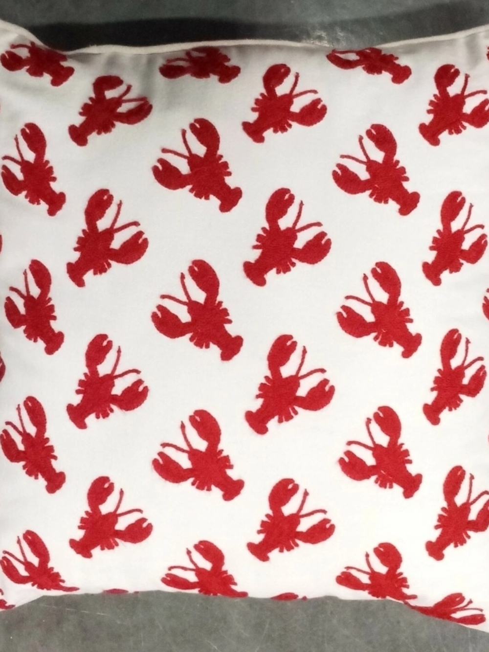 Red Lobster Print Throw Pillow - Nautical Accent